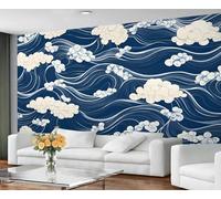 GIVLWF Papier peint - Décoration d'intérieur japonaise et grande peinture murale, papier peint Ukiyo-E vagues de l'océan pour salon, chambre à coucher, papier peint mural - Non autocollant, peinture