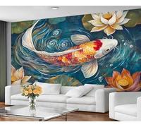 GIVLWF Papier peint - Décoration d'intérieur japonaise, papier peint autocollant pour salon, chambre à coucher, papier peint mural - Décollez et collez - Décoration de poisson japonais