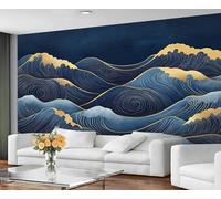 GIVLWF Papier peint - Décoration d'intérieur japonaise, papier peint autocollant pour salon, chambre à coucher Ukiyo-E Waves - Papier peint mural - Décollez et collez, décor bleu abstrait
