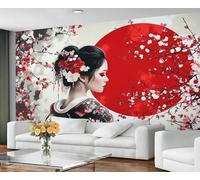 GIVLWF Papier peint - Décoration d'intérieur japonaise, papier peint japonais pour chambre à coucher, papier peint oriental asiatique pour salon, grande décoration murale (non autocollante)