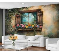 GIVLWF Papier peint - Décoration d'intérieur rustique - Papier peint autocollant pour salon, chambre à coucher florale printanière - Décollez et collez - Décoration de paysage rural