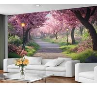 GIVLWF Papier peint - Décoration d'intérieur Spring Girl et grande peinture murale, papier peint rose romantique pour salon, chambre à coucher, papier peint mural - Non autocollant, jardin européen
