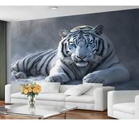 GIVLWF Papier peint - Décoration d'intérieur tigre blanc et grande peinture murale, papier peint tigre d'hiver pour salon, chambre à coucher, papier peint mural - Non autocollant, animaux de la forêt