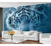 GIVLWF Papier peint - Décoration d'intérieur tigre blanc et grande peinture murale, papier peint tigre mystérieux pour salon, chambre à coucher, papier peint mural - Non autocollant, animaux d'hiver