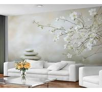 GIVLWF Papier peint - Décoration d'intérieur zen et peinture murale, papier peint floral en pierre, papier peint de méditation orientale pour salon, grande décoration murale (non autocollante)