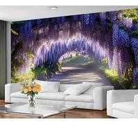 GIVLWF Papier peint - Décoration intérieure européenne et grande peinture murale, papier peint de jardin violet pour salon, chambre à coucher, papier peint mural - Non autocollant, fille de jardin