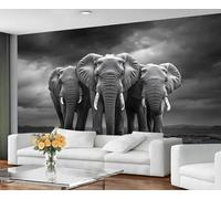 GIVLWF Papier peint et décoration d'intérieur, motif éléphants d'Afrique, papier peint pour salon, chambre à coucher, nuage d'orage, papier peint noir et blanc, décoration de chambre - Non adhésif