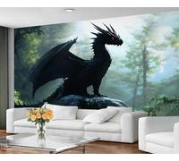 GIVLWF Papier peint et décoration murale à imprimé dragon occidental - Papier peint à décoller et à coller, papier peint pour chambre à coucher, paysage mystérieux, grande peinture murale et