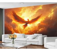 GIVLWF Papier peint fantaisie et décoration de chambre, papier peint Phoenix doré pour salon, mythologie orientale, papier peint non autocollant et décoration d'intérieur