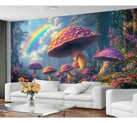 GIVLWF Papier peint fantaisie - Papier peint mural motif champignons de dessin animé et décoration d'intérieur, papier peint pour chambre à coucher, papier peint pour salon, non autocollant, forêt
