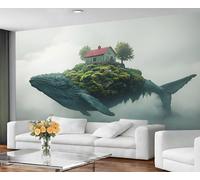 GIVLWF Papier peint fantastique et décoration murale, papier peint mystérieux pour chambre à coucher, papier peint baleine pour salon, grande peinture murale - Non adhésif