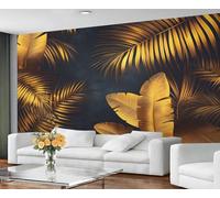 GIVLWF Papier peint - Feuilles dorées - Décoration d'intérieur et peinture murale - Papier peint autocollant pour salon, feuilles tropicales - Papier peint pour chambre à coucher - Décollez et collez