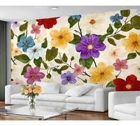 GIVLWF Papier peint floral et décoration murale - Papier peint floral bohème à décoller et à coller, papier peint pour chambre à coucher, couleurs rustiques, grande décoration murale et d'intérieur