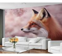 GIVLWF Papier peint Fox mural et décoration murale, papier peint floral rose, papier peint pour chambre à coucher, papier peint pour filles pour salon, non autocollant, peintures murales pour murs