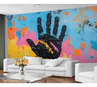 GIVLWF Papier peint - Graffiti décoration d'intérieur et peinture murale, papier peint autocollant pour salon, peinture murale graffiti palmier, papier peint coloré Street Art pour chambre à coucher