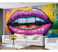 GIVLWF Papier peint graffiti et décoration murale, papier peint violet tendance, papier peint graffiti de rue pour salon, grande peinture murale - Non adhésif