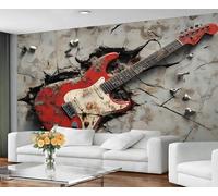 GIVLWF Papier peint - Guitare électrique - Décoration d'intérieur et peinture murale, papier peint de chambre à coucher pour les amateurs de musique, papier peint à texture brisée pour salon, grande