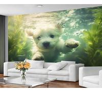 GIVLWF Papier peint imprimé chien, papier peint sous-marin pour salon, chambre à coucher, papier peint mural et décoration d'intérieur, non autocollant