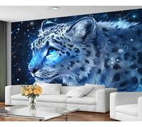 GIVLWF Papier peint imprimé guépard - Grande décoration murale et décoration de chambre, panthère galaxie, papier peint bleu pour salon, non autocollant, peintures murales pour murs