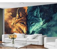GIVLWF Papier peint imprimé loup et décoration murale, papier peint pour chambre à coucher, papier peint animal pour salon, non autocollant, peintures murales pour murs
