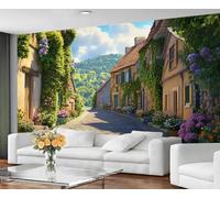 GIVLWF Papier peint italien pour chambre à coucher, papier peint de ville printanière pour salon, peintures murales Toscane Street pour murs, papier peint non autocollant et décoration d'intérieur