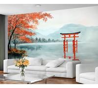 GIVLWF Papier peint japonais pour chambre à coucher, porte japonaise Torii, salon, papier peint d'automne, papier peint non autocollant pour décoration d'intérieur