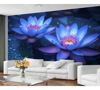 GIVLWF Papier peint - Lotus Home Decor & Mural, papier peint autocollant pour salon, papier peint mural floral bleu, papier peint zen yoga chambre à coucher, papier peint à décoller et coller