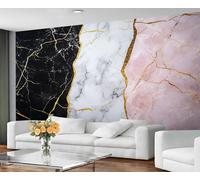GIVLWF Papier peint marbré et peinture murale, papier peint noir et blanc, papier peint rose et doré pour salon, décoration d'intérieur - Non adhésif