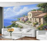 GIVLWF Papier peint mural bord de mer - Décoration murale de ville européenne et décoration d'intérieur, papier peint pour chambre à coucher, papier peint pour salon, non autocollant, paysage rustique