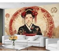 GIVLWF Papier peint mural de style japonais - Papier peint traditionnel pour fille et décoration d'intérieur, papier peint pour chambre à coucher, papier peint pour salon, non autocollant, fille
