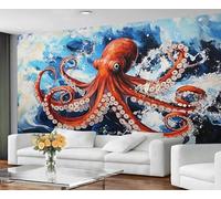 GIVLWF Papier peint mural en forme de pieuvre - Papier peint japonais Ukiyo-E et décoration d'intérieur, papier peint pour chambre à coucher, papier peint pour salon, non autocollant, pieuvre océan