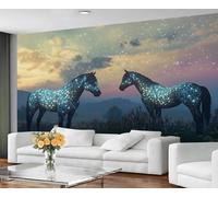 GIVLWF Papier peint mural et décoration de chambre, papier peint pour chambre à coucher de cheval mystérieux, papier peint fantaisie galaxie pour salon, non autocollant, peintures murales pour murs