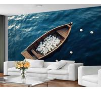 GIVLWF Papier peint mural nautique et décoration d'intérieur, papier peint pour chambre à coucher, papier peint bleu océan pour salon, grande décoration murale, non autocollant