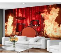 GIVLWF Papier peint musical - Papier peint tambour flamboyant et décoration d'intérieur, papier peint pour chambre à coucher, papier peint pour salon, non autocollant, tambour musical
