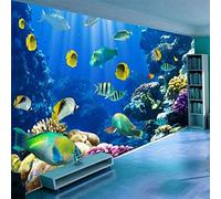 GIVLWF Papier Peint Panoramique de Fond De Corail De Poissons Du Monde Sous-marin Vie Marine Diversifiée Déco de La Maison - pour Salon Chambre D'enfant Décoration Murale 400 x 280 cm