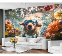 GIVLWF Papier peint - Papier peint à motif chien et décoration d'intérieur, papier peint pour chambre à coucher de chiot sous-marin, papier peint pour le salon, grand papier peint, non autocollant