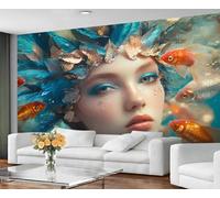 GIVLWF Papier peint - Papier peint femme et décoration d'intérieur, papier peint tendance pour chambre de fille, papier peint océan pour salon, grande décoration murale - Non autocollant