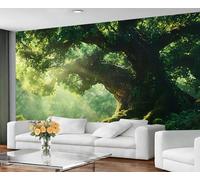 GIVLWF Papier peint - Papier peint forêt verte et décoration d'intérieur, papier peint pour chambre à coucher de forêt de conte de fées, papier peint paysage printanier pour salon, grande peinture