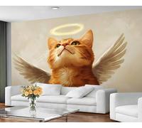 GIVLWF Papier peint - Papier peint mural et décoration d'intérieur, papier peint pour chambre à coucher, motif chat ange, papier peint pour salon, grande décoration murale, non autocollant
