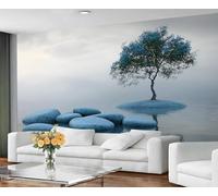 GIVLWF Papier peint - Papier peint paysage d'arbre et décoration d'intérieur, papier peint pour chambre à coucher, papier peint Zen Lake pour salon, grande peinture murale, non autocollant