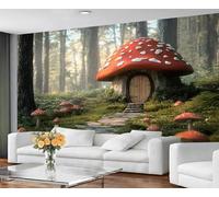 GIVLWF Papier peint - Papier peint pour chambre à coucher, motif champignons, forêt de conte de fées pour salon, grande décoration murale et décoration de chambre, papier peint pour enfants de dessin
