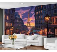 GIVLWF Papier peint paysage urbain - Papier peint mural paysage de Paris et décoration d'intérieur, papier peint pour chambre à coucher, papier peint pour salon, non autocollant, tour Eiffel