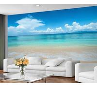 GIVLWF Papier peint plage tropicale décoration d'intérieur et peinture murale, papier peint turquoise pour chambre à coucher, papier peint de sable blanc sur le rivage pour salon, grande décoration