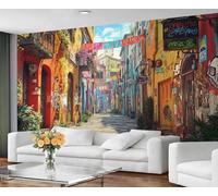 GIVLWF Papier peint - Street Art Home Decor & Mural, Graffiti Chambre Papier Peint Papier Peint Papier Peint pour Salon Grande Murale - Non Autocollant, Scène de rue
