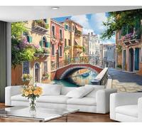 GIVLWF Papier peint Venise pour chambre à coucher, papier peint de style européen pour salon, peintures murales italiennes pour murs, papier peint non autocollant et décoration d'intérieur