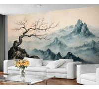 GIVLWF Papier peint vintage abstrait arbre mural peint paysage chambre papier peint pour salon non autocollant peintures murales et décoration d'intérieur