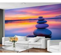 GIVLWF Papier peint Zen Mural & Décoration Murale Pierres Spa Chambre Papier Peint Papier Peint Coucher De Soleil Papier Peint pour Salon Non Auto-Adhésif Muraux