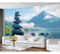 GIVLWF Papier peint zen mural et décoration d'intérieur, papier peint en pierre zen pour salon, chambre à coucher, papier peint non autocollant, peintures murales pour murs