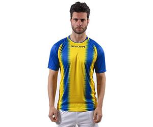Givova Chemise RAYÉE M/C Interlock Bleu/Jaune Taille. M