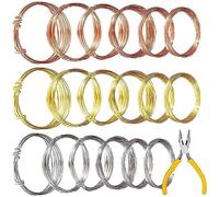 GIWFBQTR 18 Rouleaux de de Cuivre de 420 Pieds au Total pour la Fabrication de avec Pince à Bec Effilé, de Perles pour, 6 Tailles, 3 Couleurs, Facile à Utiliser
